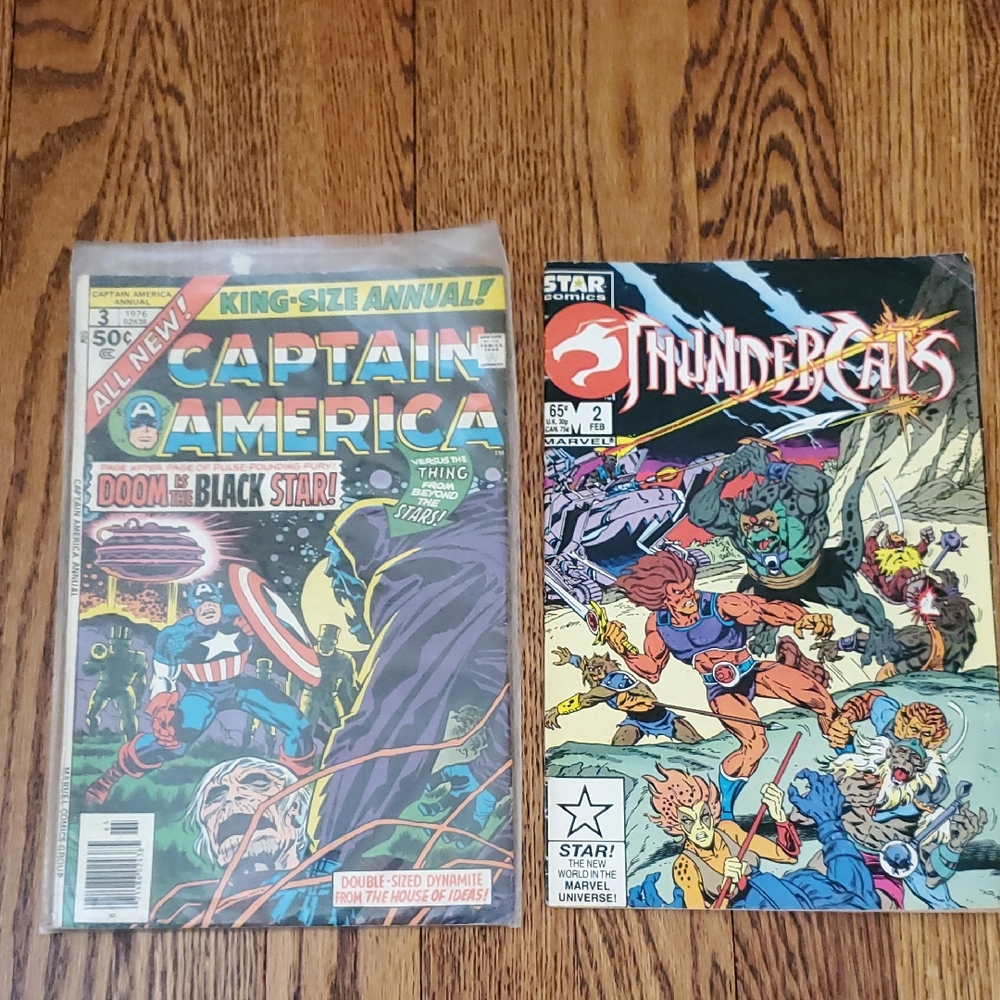 Vintage 1970s and 80s - Captain America and Thundercats Comic Books